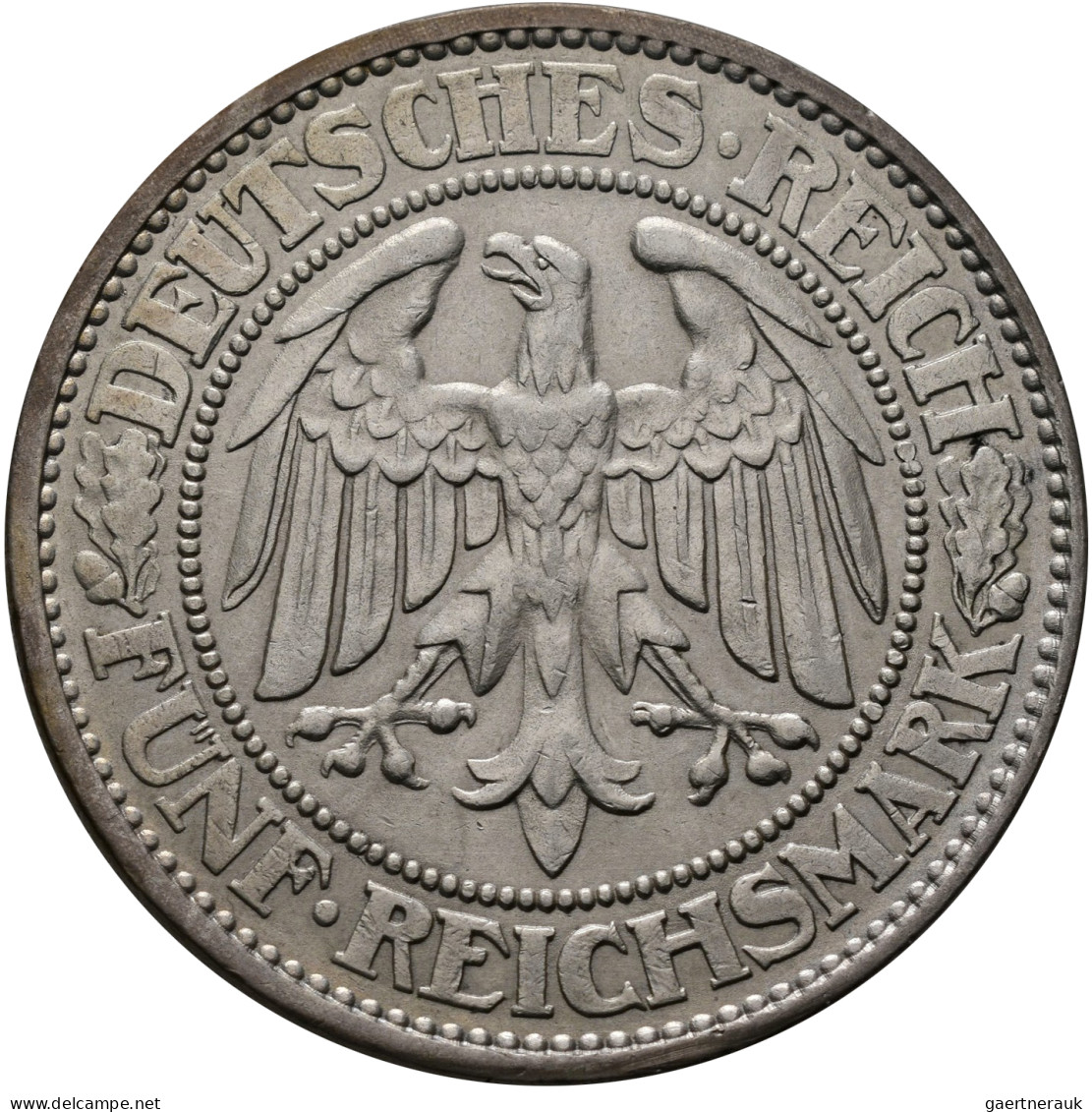 Weimarer Republik: 5 Reichsmark 1931 A, Eichbaum, Jaeger 331, Winzige Kratzer, F - Otros & Sin Clasificación