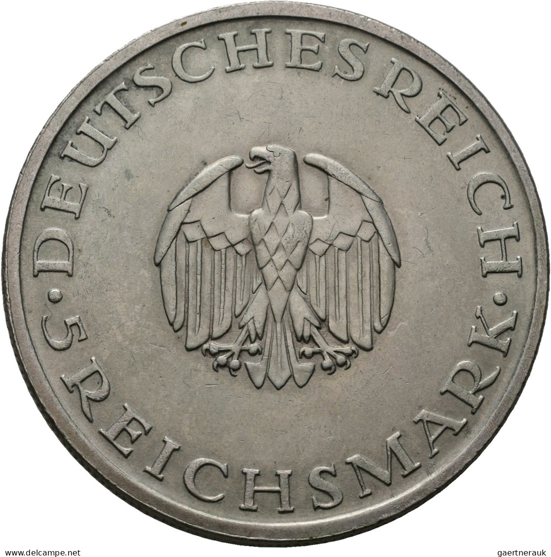 Weimarer Republik: 5 Reichsmark 1929 E, Lessing, Jaeger 336, Kleine Kratzer, Fas - Andere & Zonder Classificatie