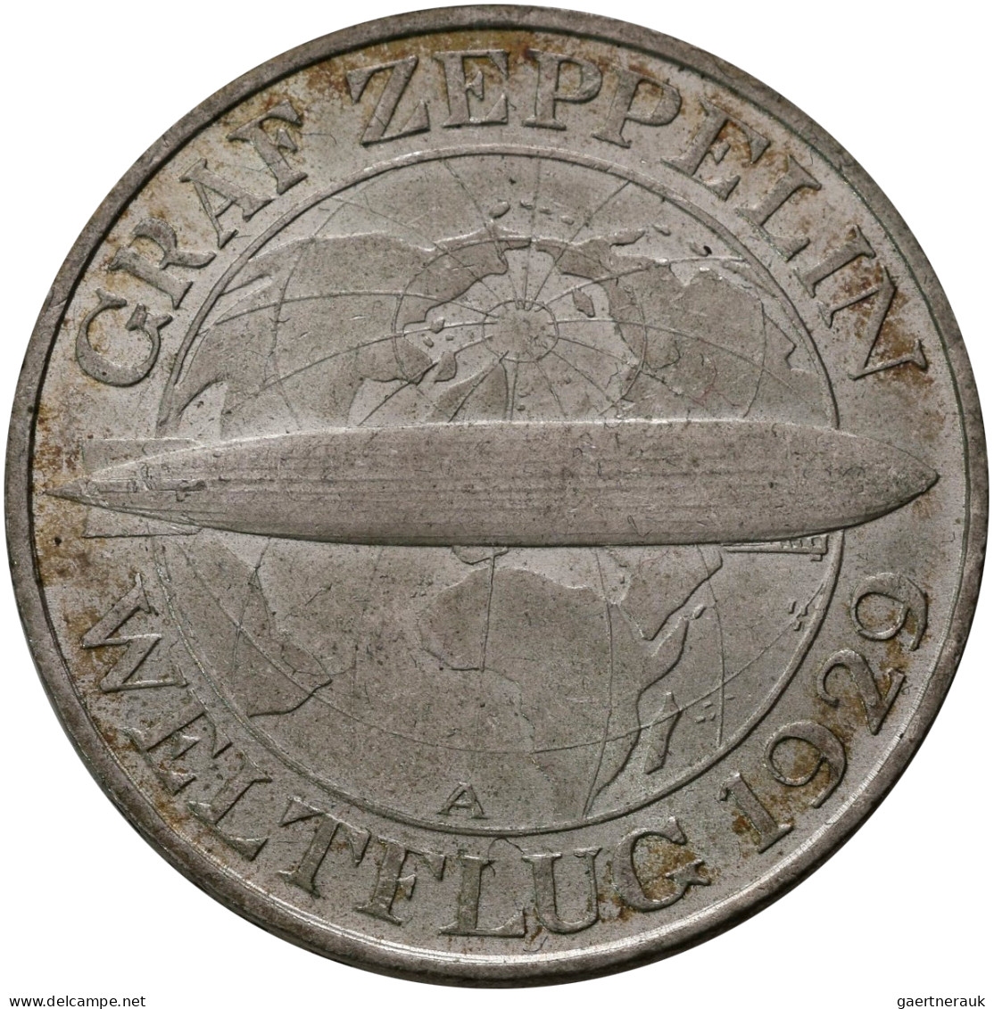 Weimarer Republik: 3 Reichsmark 1930 A, Graf Zeppelin, Weltflug 1929. Jaeger 342 - Sonstige & Ohne Zuordnung