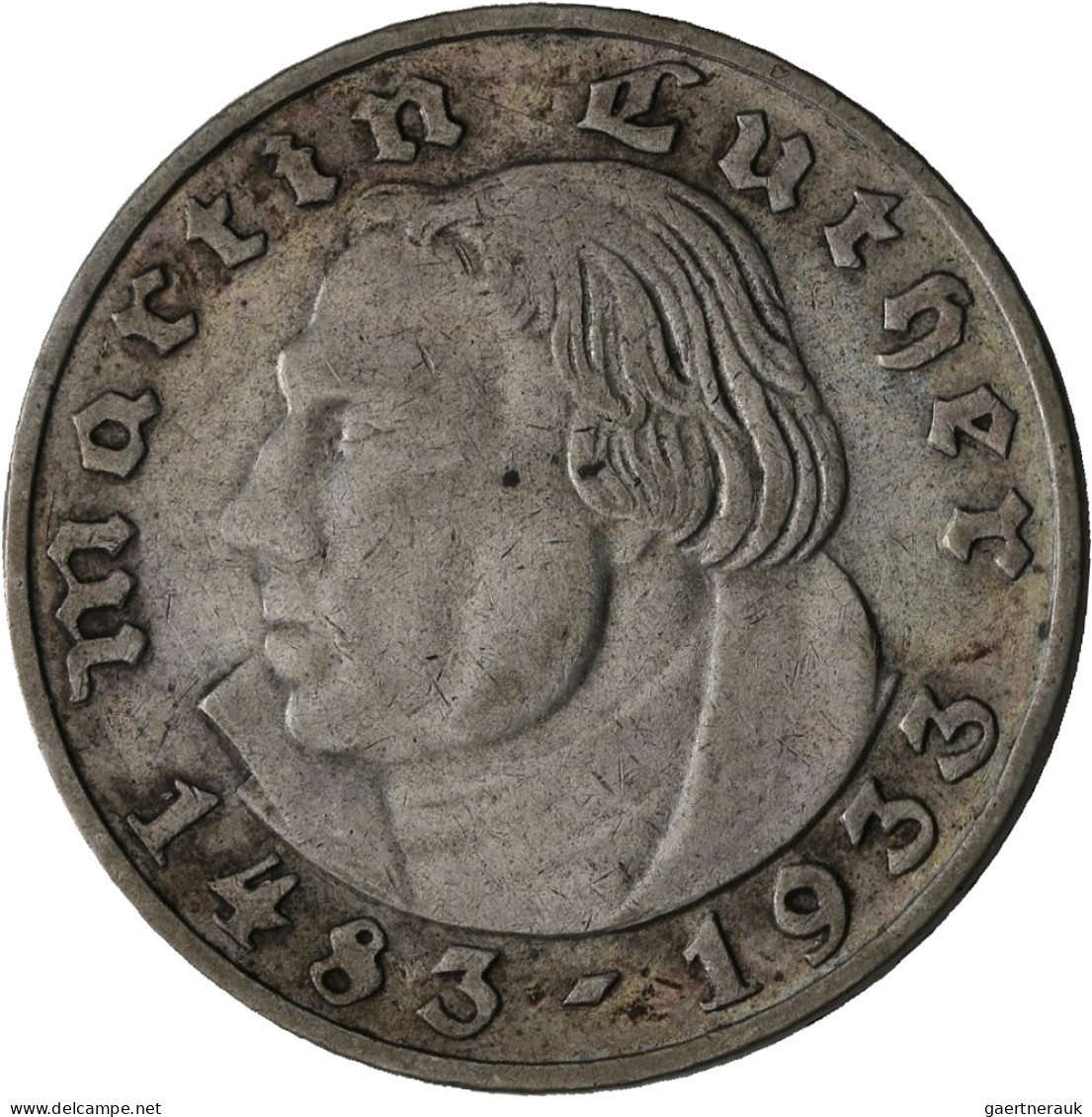 Drittes Reich: 2 Reichsmark 1933 A + 5 Reichsmark 1933 A, Luther. Jaeger 352 + 3 - Other & Unclassified