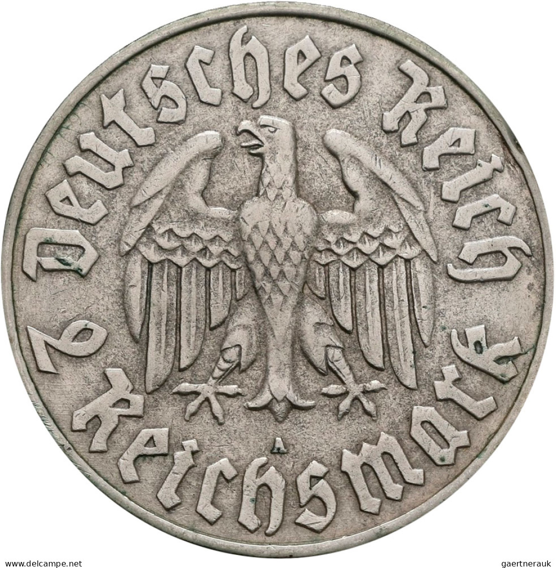 Drittes Reich: 5 Reichsmark 1933 A + 2 Reichsmark 1933 A, Luther. Jaeger 353, 35 - Altri & Non Classificati