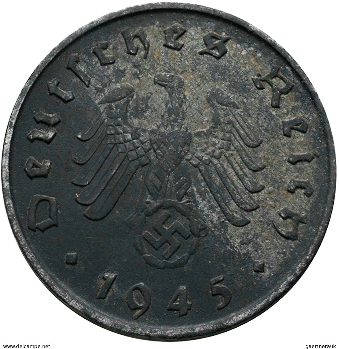 Drittes Reich: 10 Reichspfennig 1945 A Mit HK (J. 371) In Sehr Schön, Sowie 10 R - Andere & Zonder Classificatie