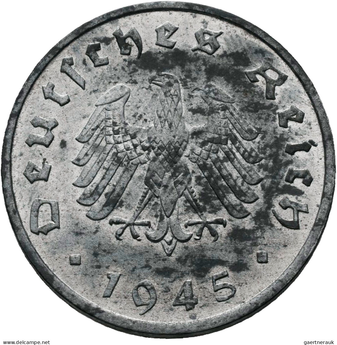 Drittes Reich: 10 Reichspfennig 1945 A Mit HK (J. 371) In Sehr Schön, Sowie 10 R - Andere & Zonder Classificatie