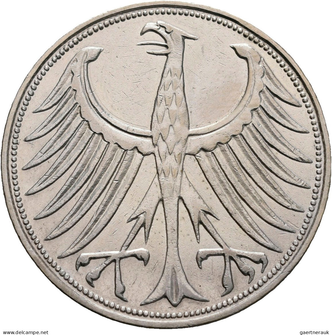 Bundesrepublik Deutschland 1948-2001: 5 DM Kursmünze 1958 J, Nur 60.000 Ex., Jae - Otros & Sin Clasificación