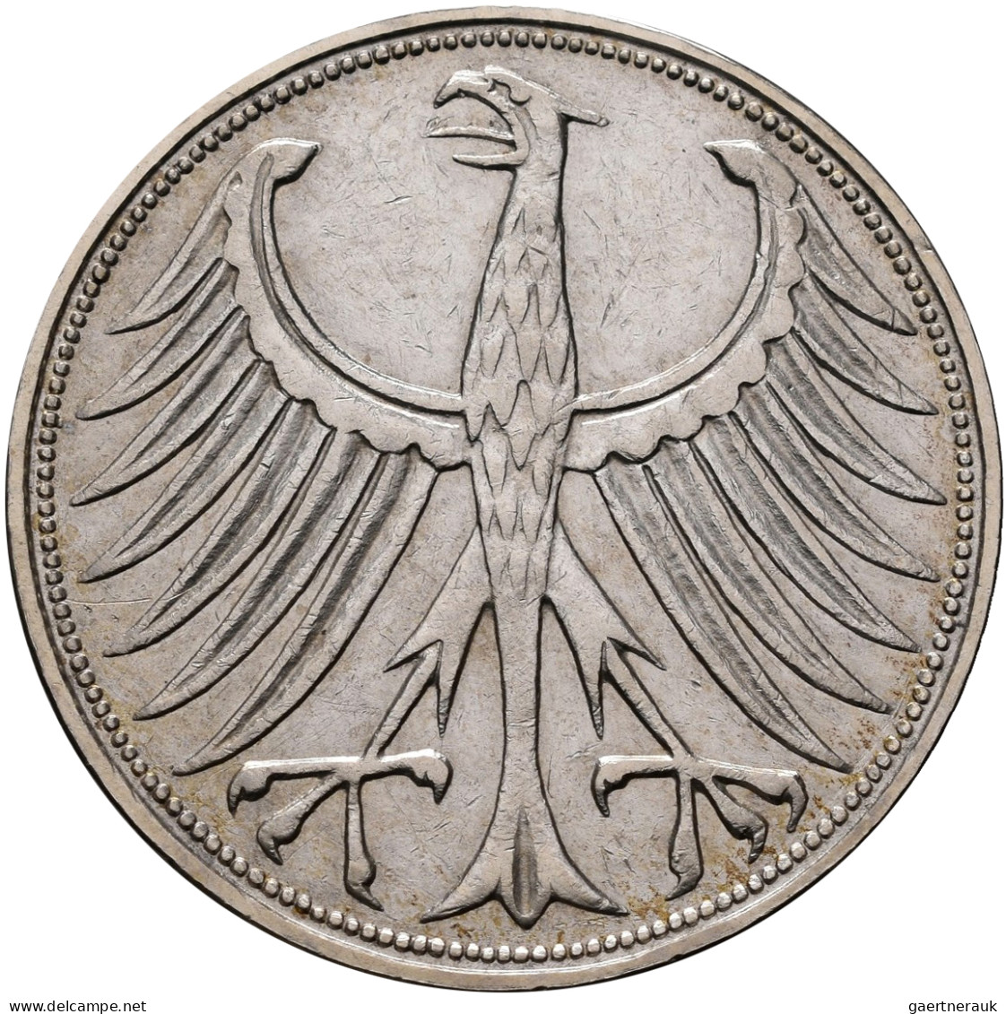 Bundesrepublik Deutschland 1948-2001: 5 DM Kursmünze 1958 J, Nur 60.000 Ex., Jae - Otros & Sin Clasificación