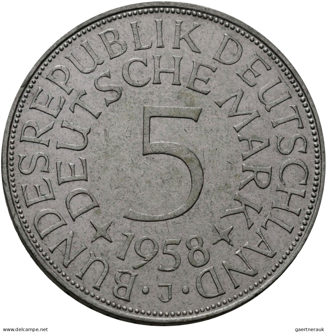 Bundesrepublik Deutschland 1948-2001: 73 X 5 DM Kursmünzen Silberadler (J. 387), - Sonstige & Ohne Zuordnung