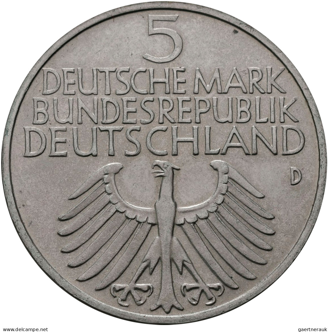 Bundesrepublik Deutschland 1948-2001: 5 DM 1952 D, Germanisches Museum, Jaeger 3 - Other & Unclassified