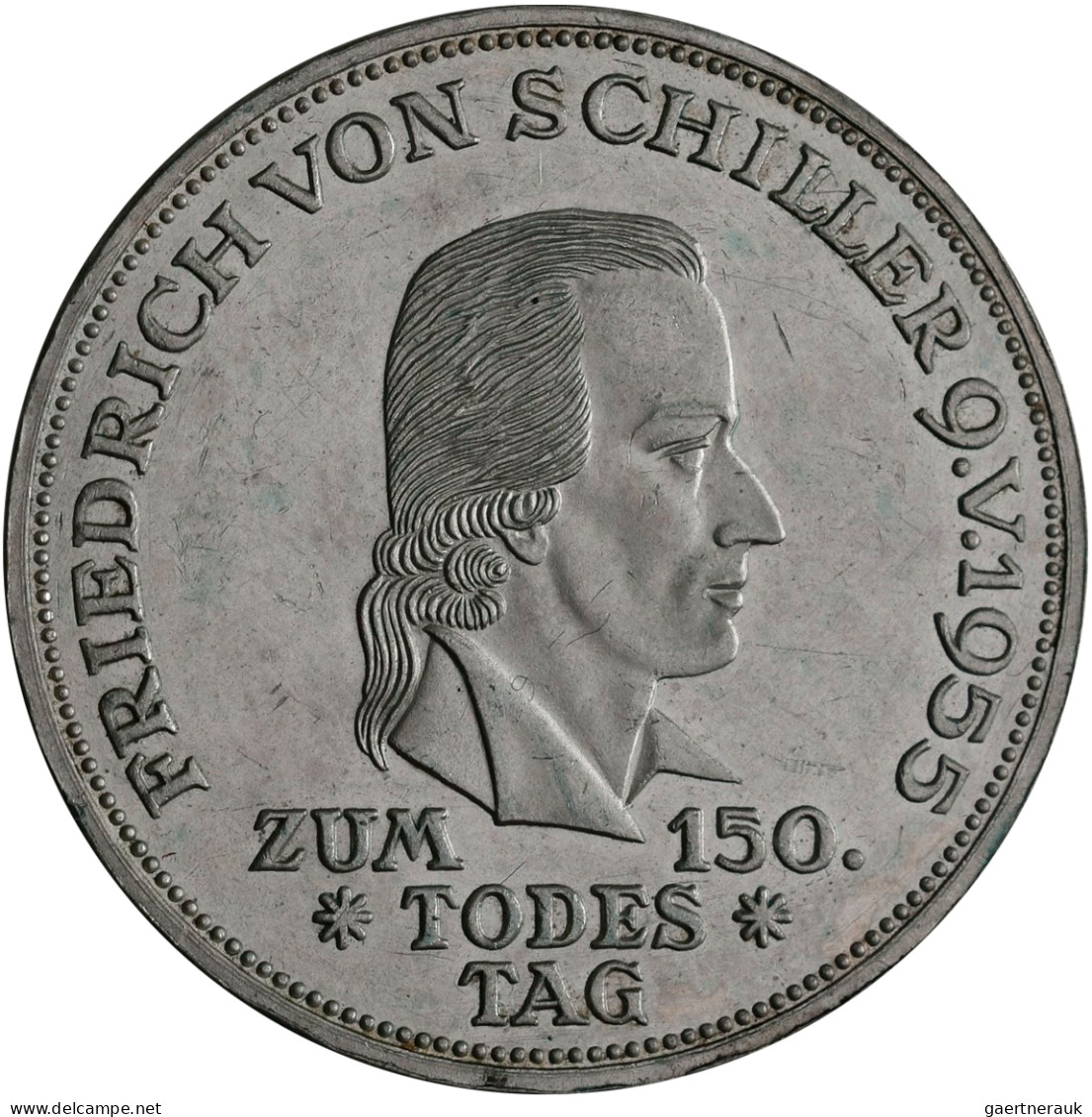 Bundesrepublik Deutschland 1948-2001: 5 DM 1955 F, Friedrich Schiller, Jaeger 38 - Andere & Zonder Classificatie