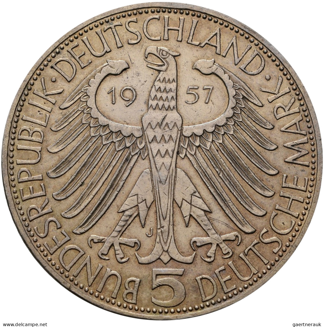 Bundesrepublik Deutschland 1948-2001: 5 DM 1957 J, Freiherr Von Eichendorff, Jae - Andere & Zonder Classificatie