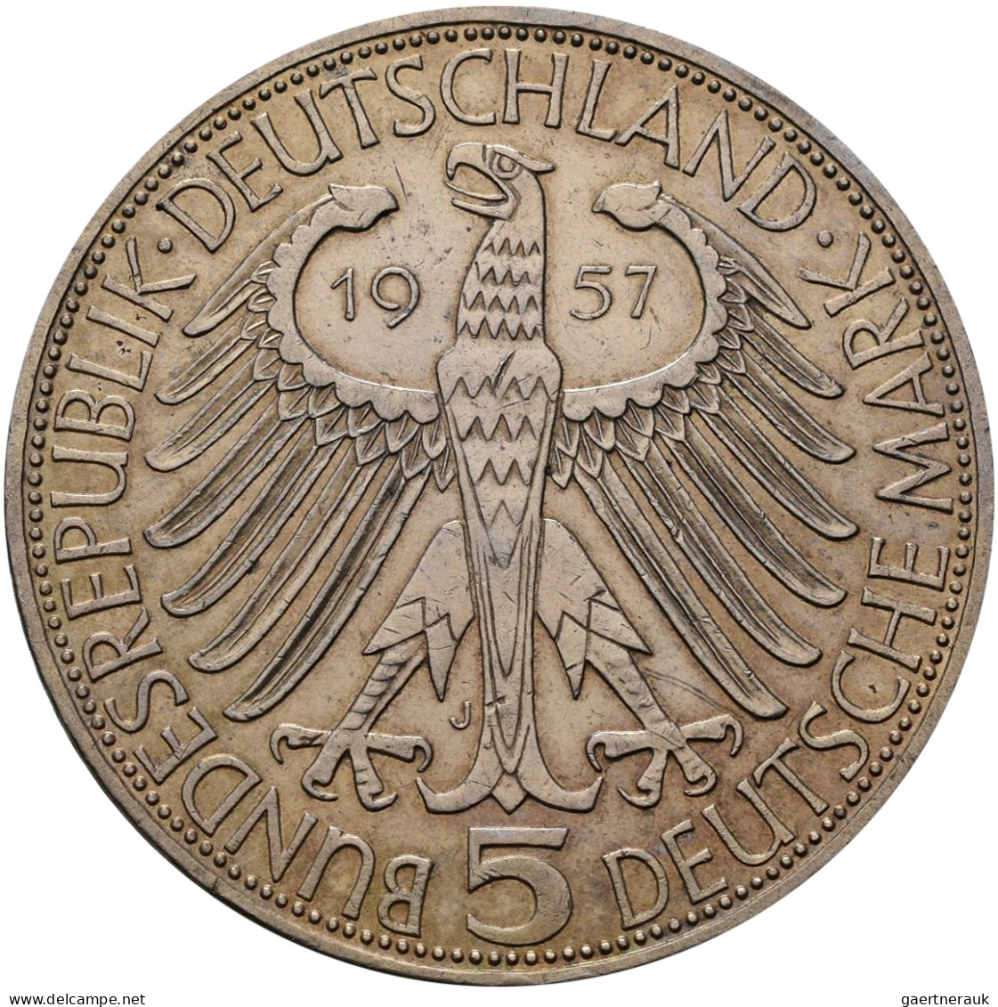 Bundesrepublik Deutschland 1948-2001: 5 DM 1957 J, Freiherr Von Eichendorff, Jae - Autres & Non Classés