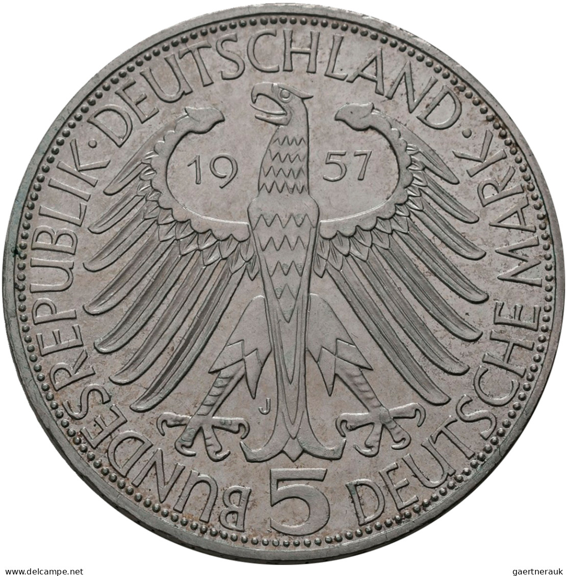 Bundesrepublik Deutschland 1948-2001: 5 DM 1957 J, Freiherr Von Eichendorff, Jae - Other & Unclassified