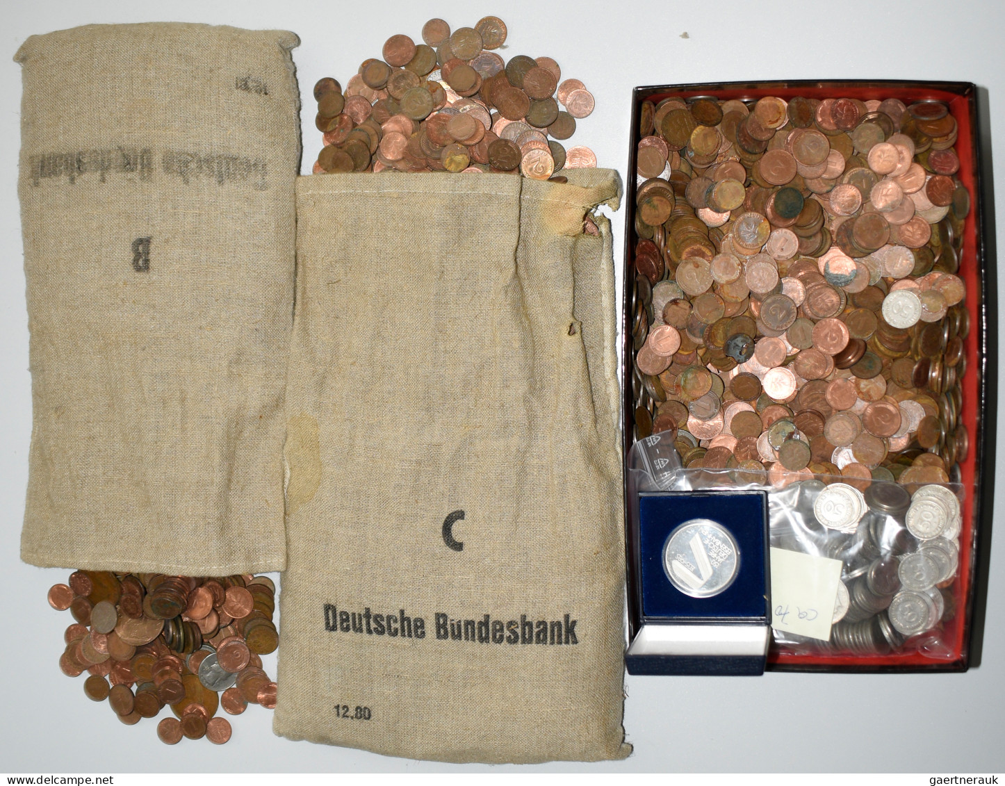 Bundesrepublik Deutschland 1948-2001: Fast 20kg In 1 Pfennig Und 2 Pfennig Münze - Sonstige & Ohne Zuordnung