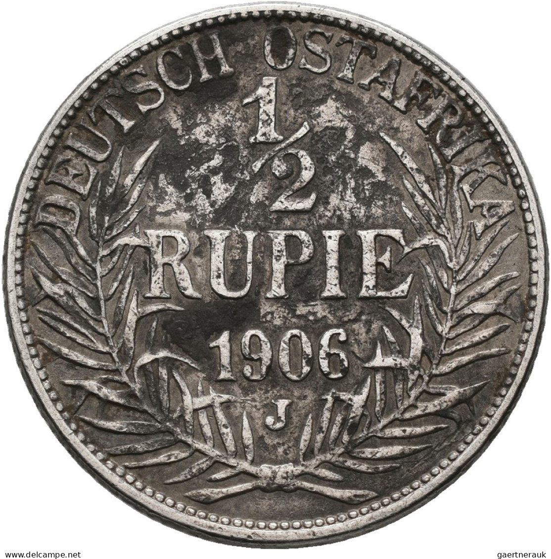 Deutsch-Ostafrika: Wilhelm II. 1888-1918: ½ Rupie 1906 J, Jaeger 721. Seltener J - Duits-Oost-Afrika