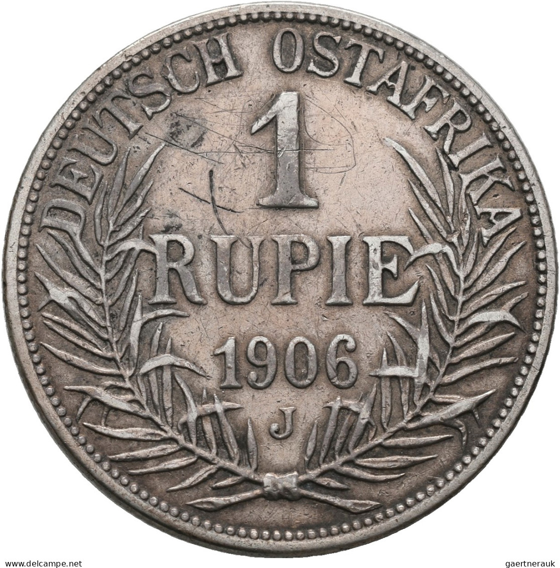 Deutsch-Ostafrika: Wilhelm II. 1888-1918: 1 Rupie 1906 A + J, Jaeger 722. Kratze - Deutsch-Ostafrika