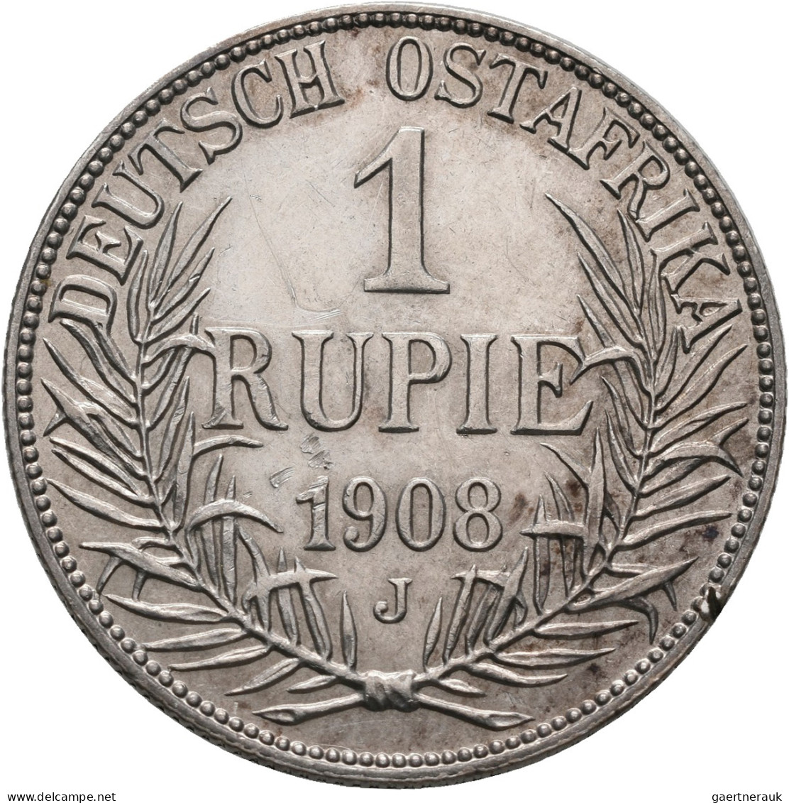 Deutsch-Ostafrika: Wilhelm II. 1888-1918: 1 Rupie 1907 J + 1908 J, Jaeger 722. K - German East Africa