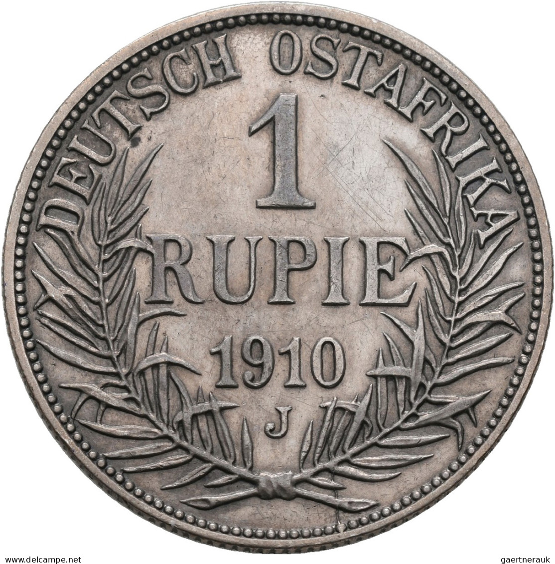 Deutsch-Ostafrika: Wilhelm II. 1888-1918: 1 Rupie 1910 J, Jaeger 722. Kleine Kra - German East Africa