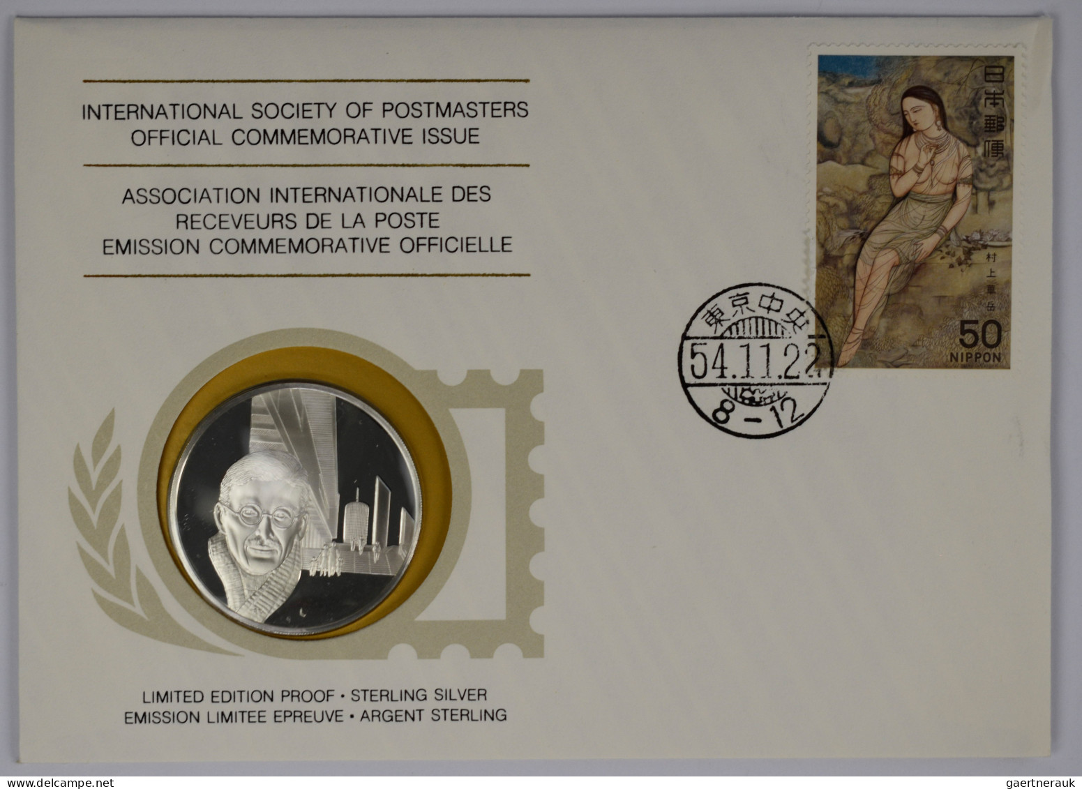Numisbriefe, Numisblätter: Album International Society of Postmasters mit 36 Num