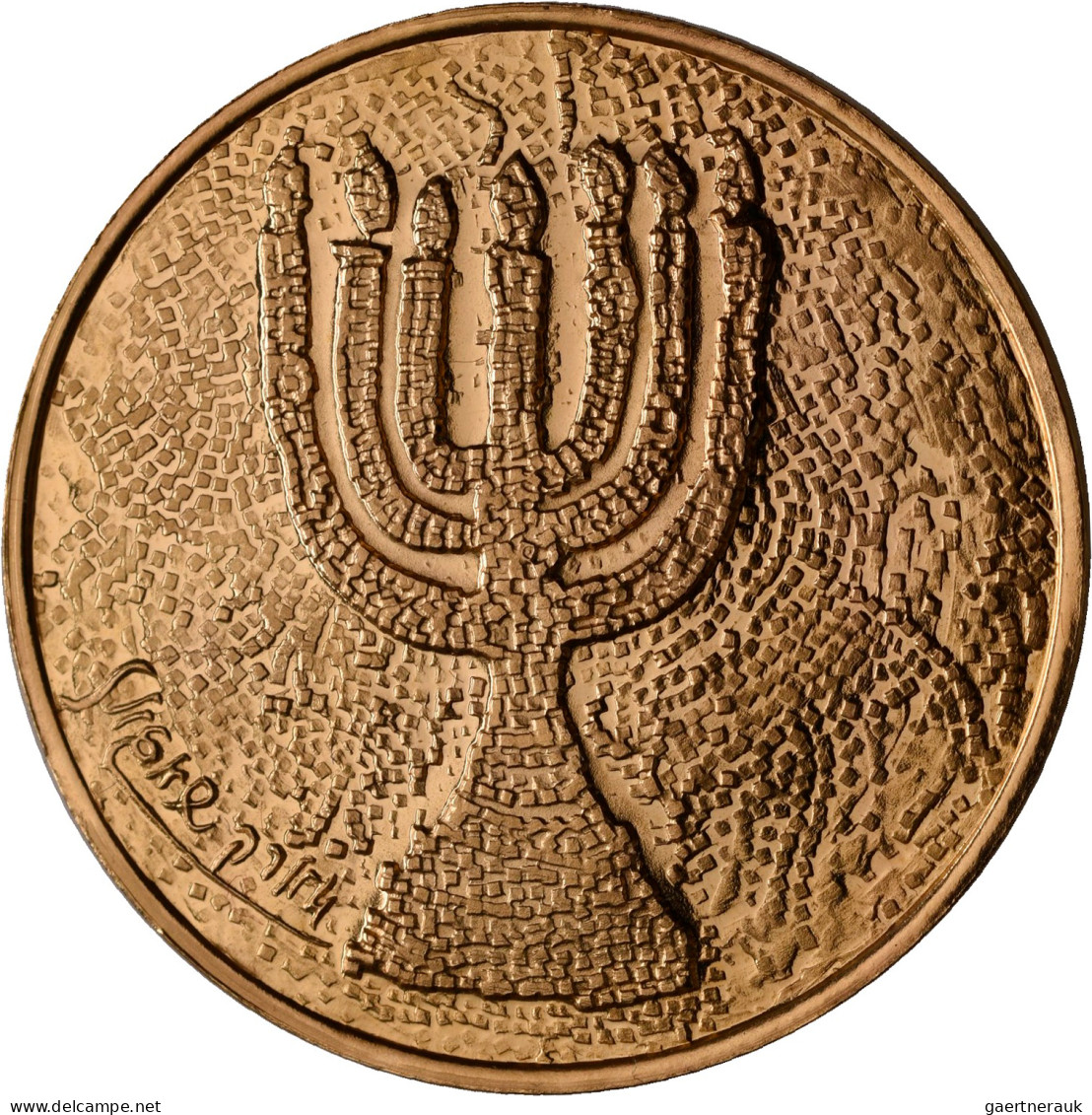 Medaillen Alle Welt: Israel: Staatliche Goldmedaille 1991, Vollfarbige Lithograp - Non Classificati