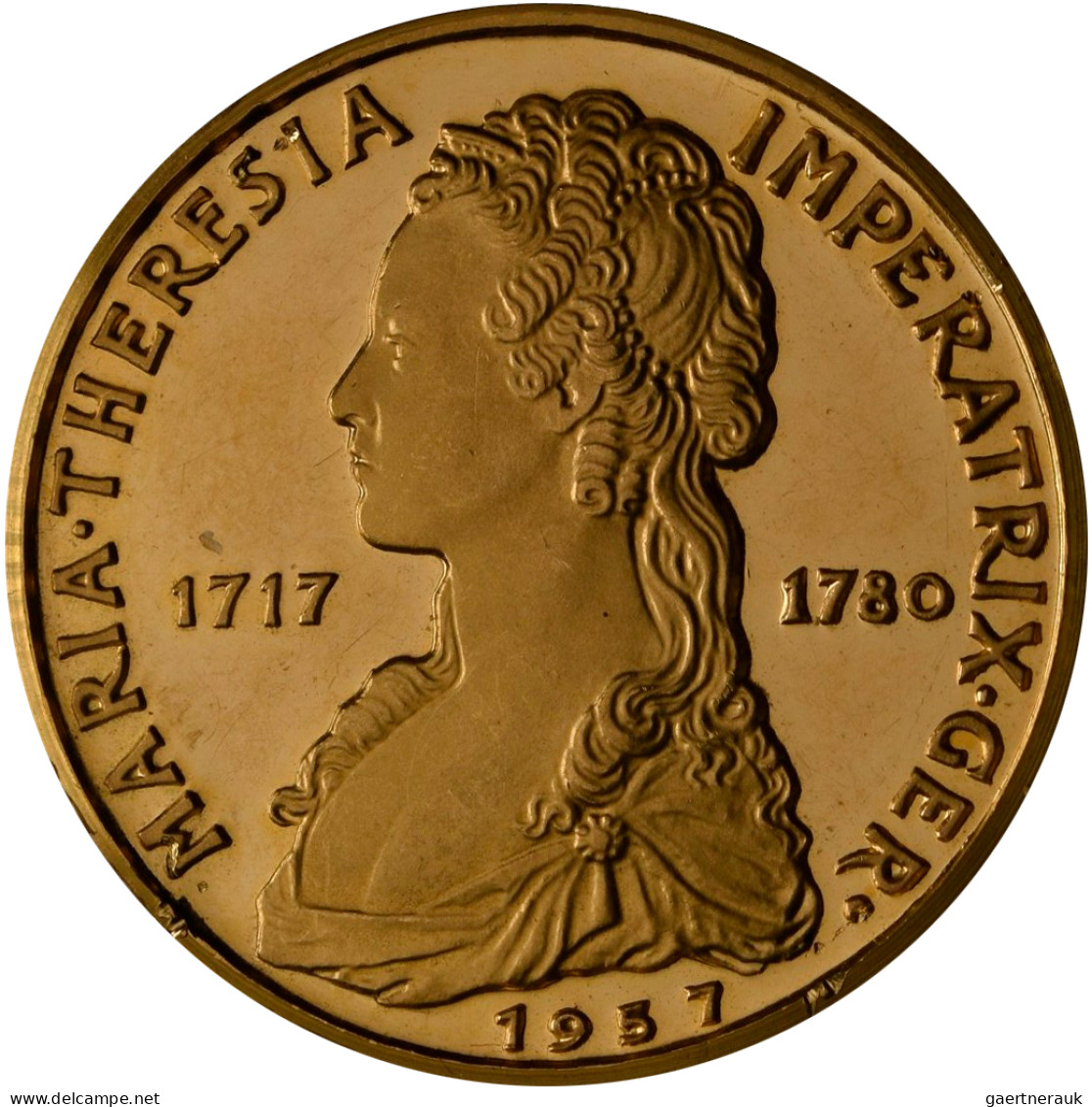 Medaillen Alle Welt: Österreich: Goldmedaille 1957, Auf Kaiserin Maria Theresia - Zonder Classificatie