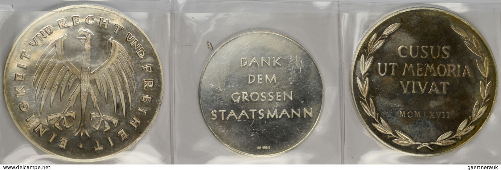 Medaillen Deutschland - Personen: Adenauer, Konrad: Drei Großformatige Ag-Medail - Altri & Non Classificati