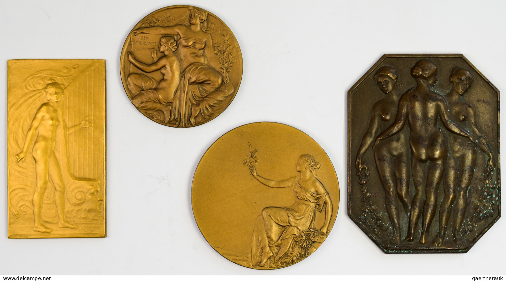 Medaillen Deutschland - Sonstige: Lot 4 X Jugendstilplaketten/Medaillen; 1 X Bro - Autres