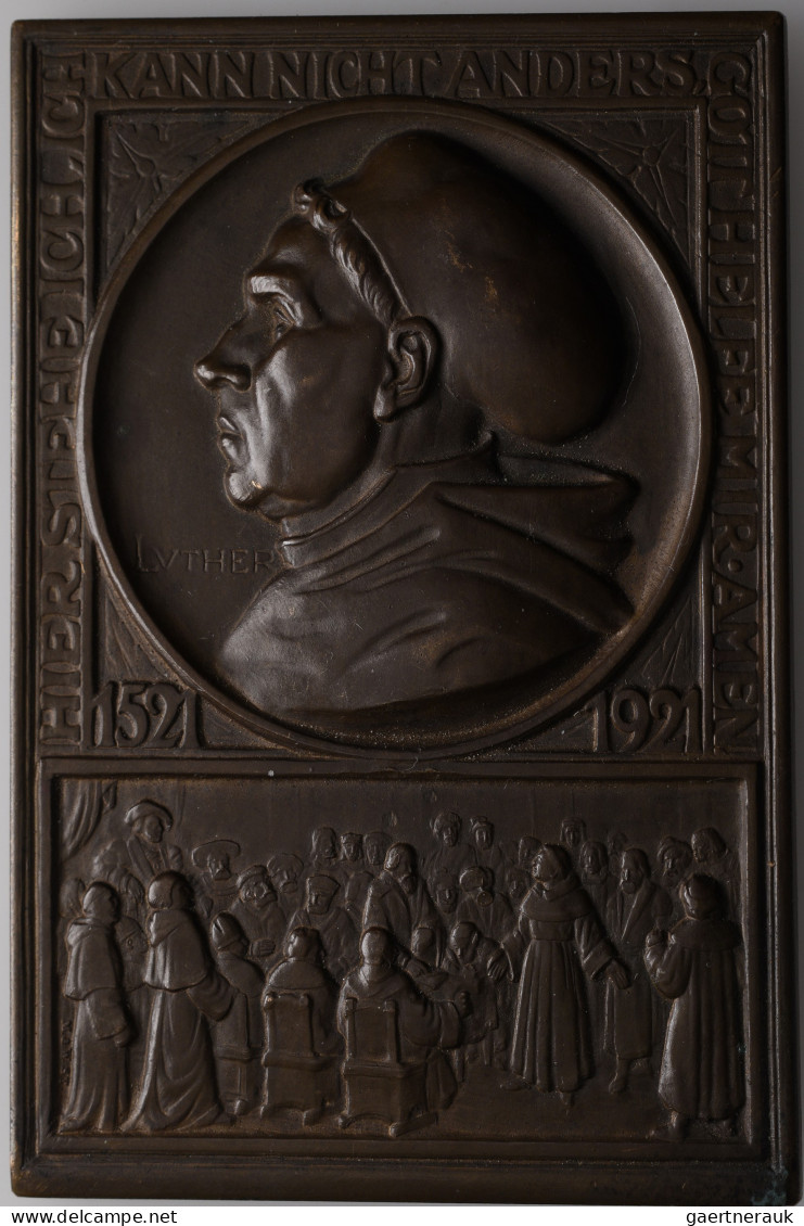 Medaillen - Religion: Luther, Martin 1483-1546: Einseitige Bronzeplakette 1921, - Ohne Zuordnung