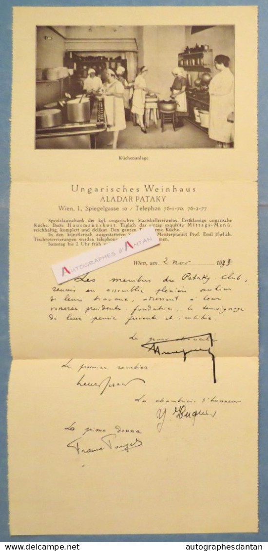 ● Ungarisches Weinhaus - Aladar Pataky - WIEN - Correspondance Jean HUGUES 1934 à Henri BERAUD Saint Didier Au Mont D'or - Writers