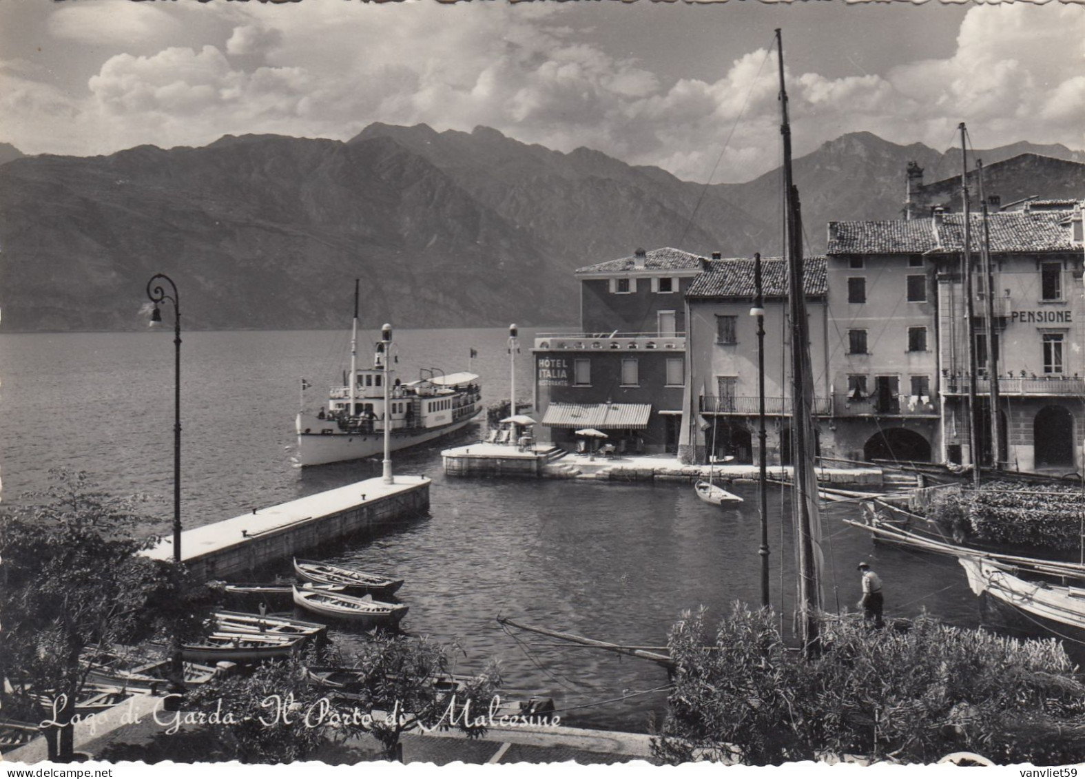 MALCESINE-VERONA-LAGO DI GARDA-IL PORTO- CARTOLINA VERA FOTOGRAFIA VIAGGIATA 5-7-1953 - Verona