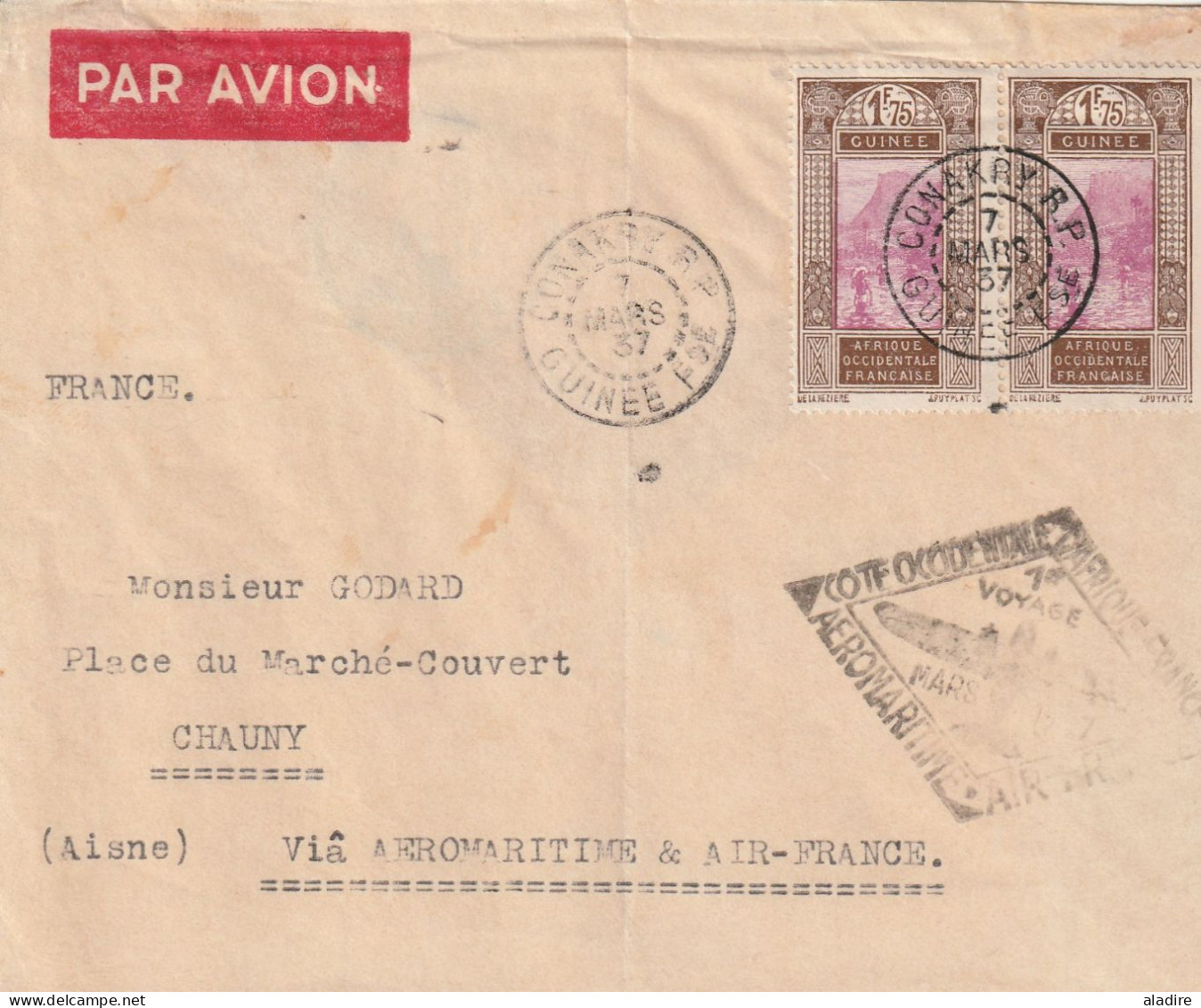 1892 - 1940 - GUINEE FRANCAISE  - Lot De 5 Enveloppes Et Cartes Dont 1 Aéromaritime  Et 1 Avec Affrt Caillé - Briefe U. Dokumente