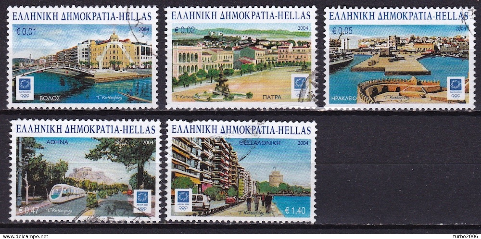 GREECE 2004 Views Of Olympic Cities 14th Issue 5 Values From The Set Vl. 2208 / 2212 - Usados