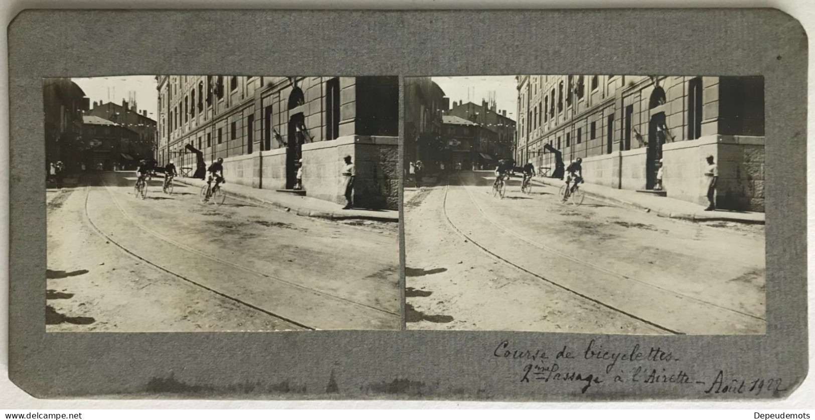 Photo Ancienne - Vue Stéréoscopique - Stéréo - Course De Bicyclettes -  L'Airette AUBENAS - Ardèche - Vélo - Sport -1922 - Radsport