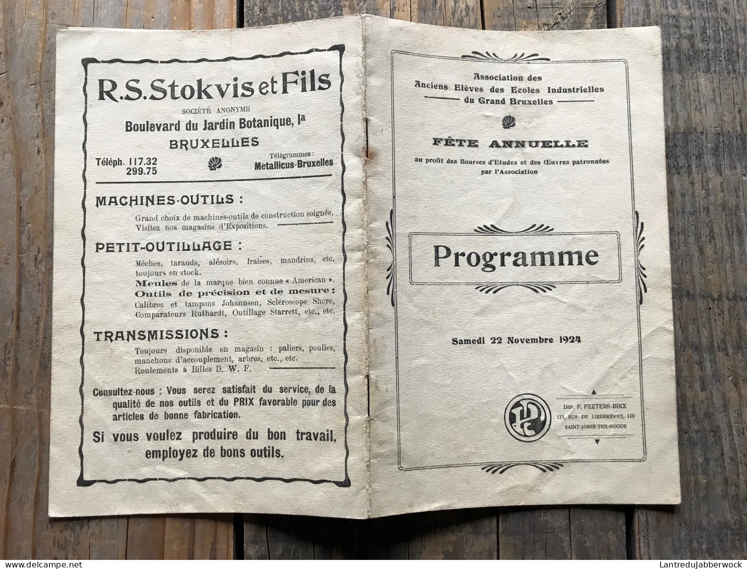 Programme 1924 Fête Annuelle Association Des Anciens élèves Des écoles Industrielles Du Grand Bruxelles Régionalisme Pub - Belgium