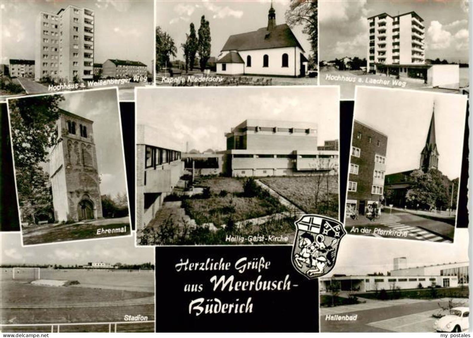 73887443 Meerbusch-Buederich Hochhaeuser Kapelle Ehrenmal Kirchen Stadion Hallen - Meerbusch