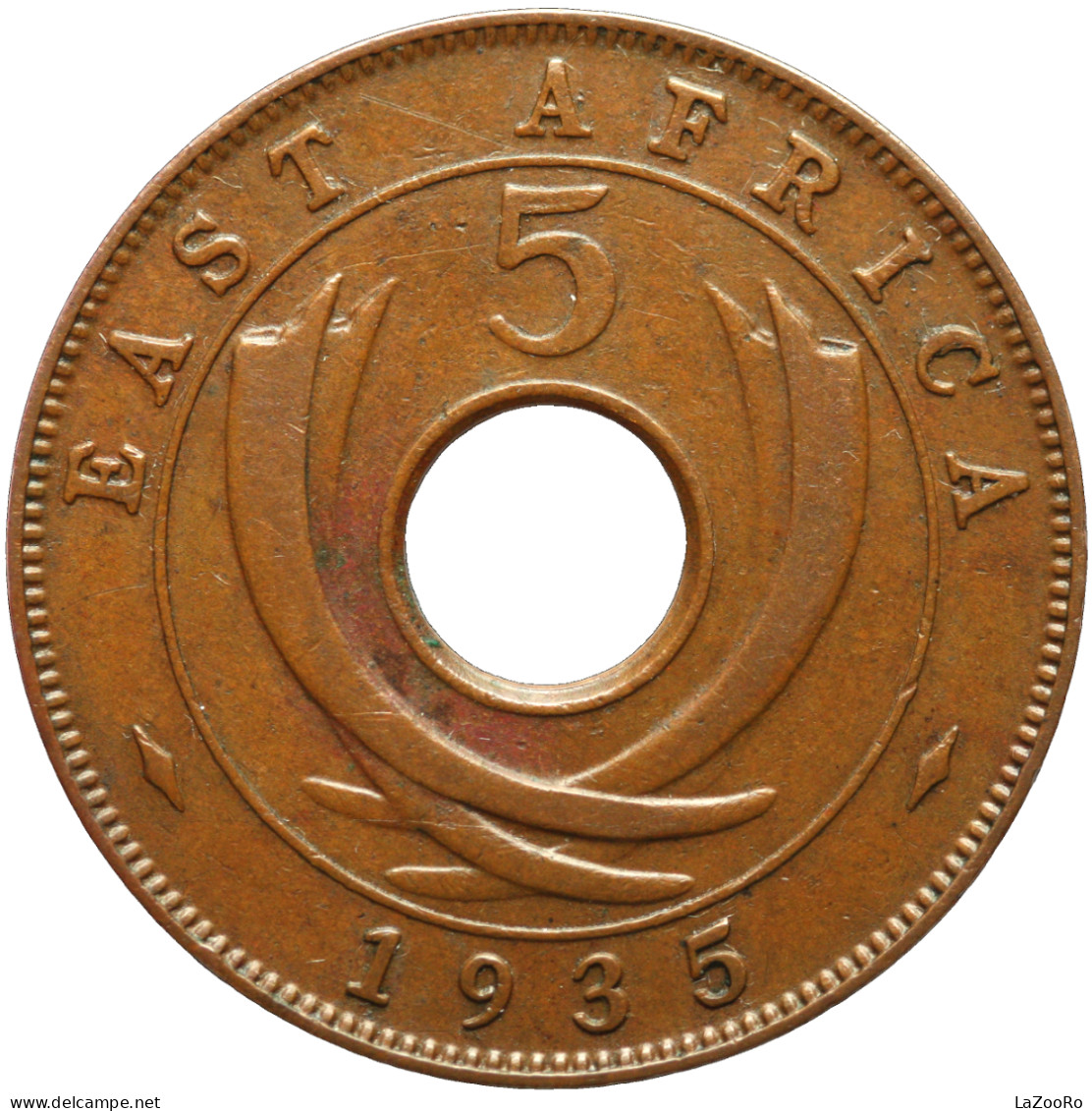 LaZooRo: East Africa 5 Cents 1935 XF / UNC - Colonias