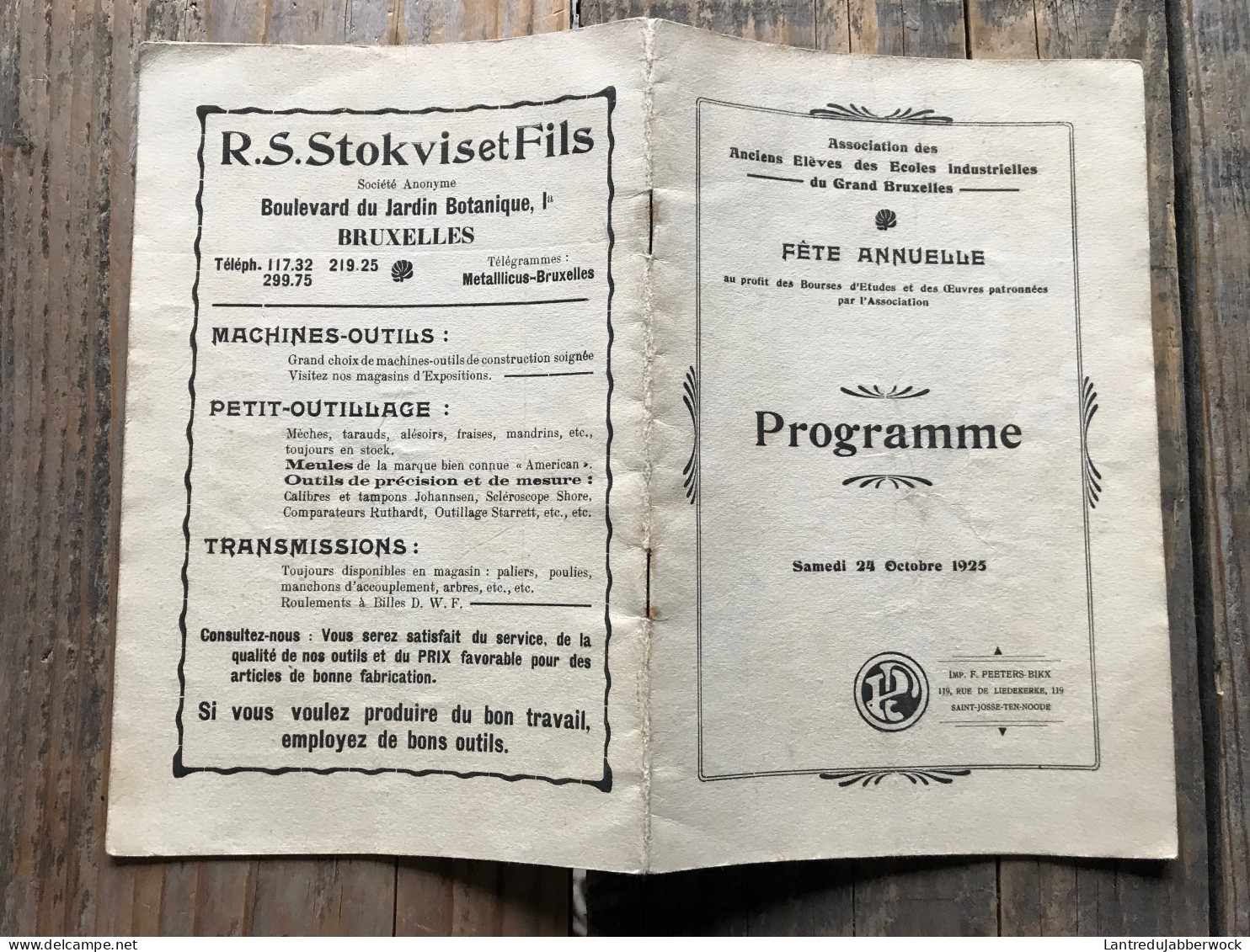 Programme 1925 Fête Annuelle Association Des Anciens élèves Des écoles Industrielles Du Grand Bruxelles Régionalisme Pub - Bélgica