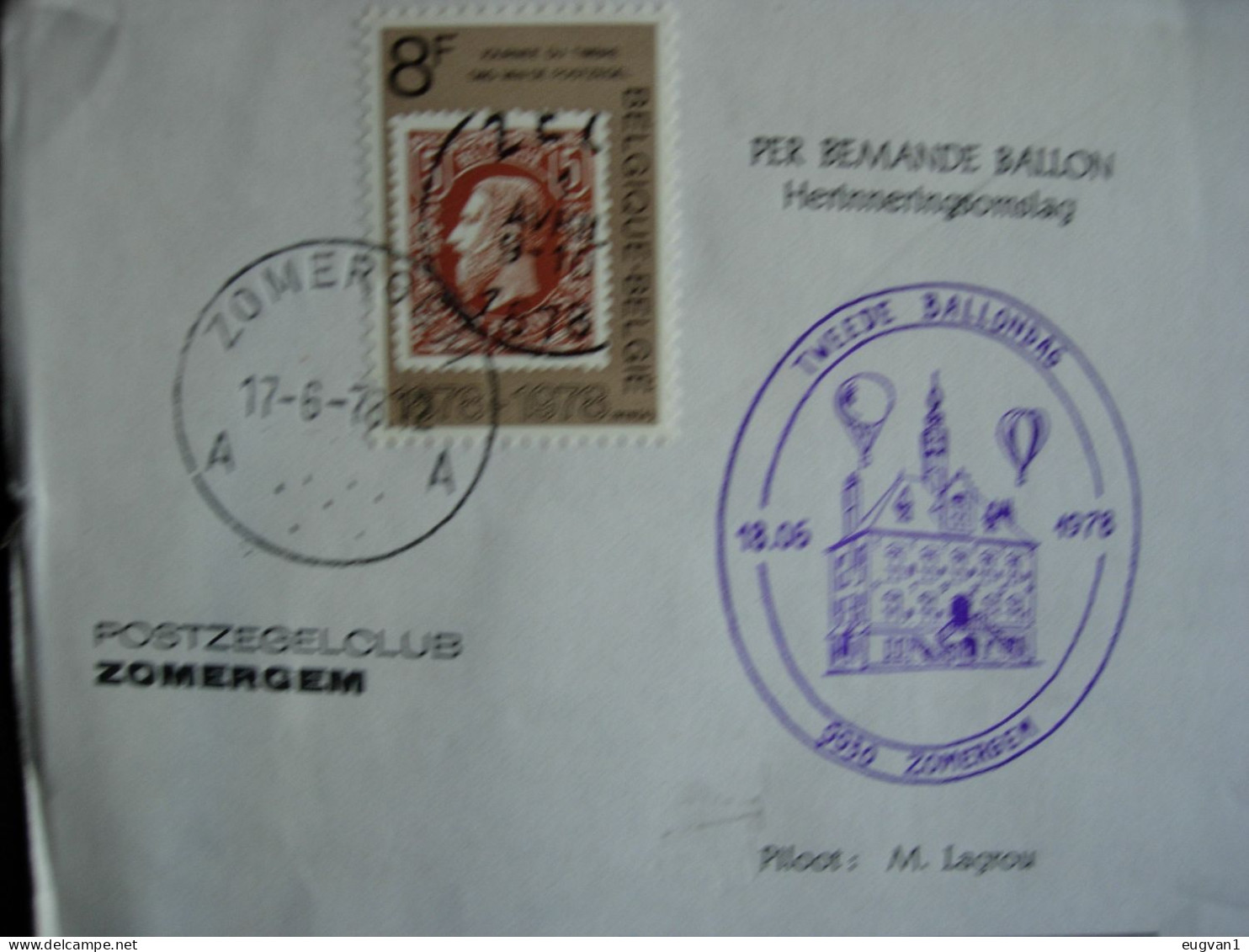 Montgolfière. Vol De Zomergem 18.6.1978. Pilote M. Lagrou. Atterrissage Vichte - Montgolfier