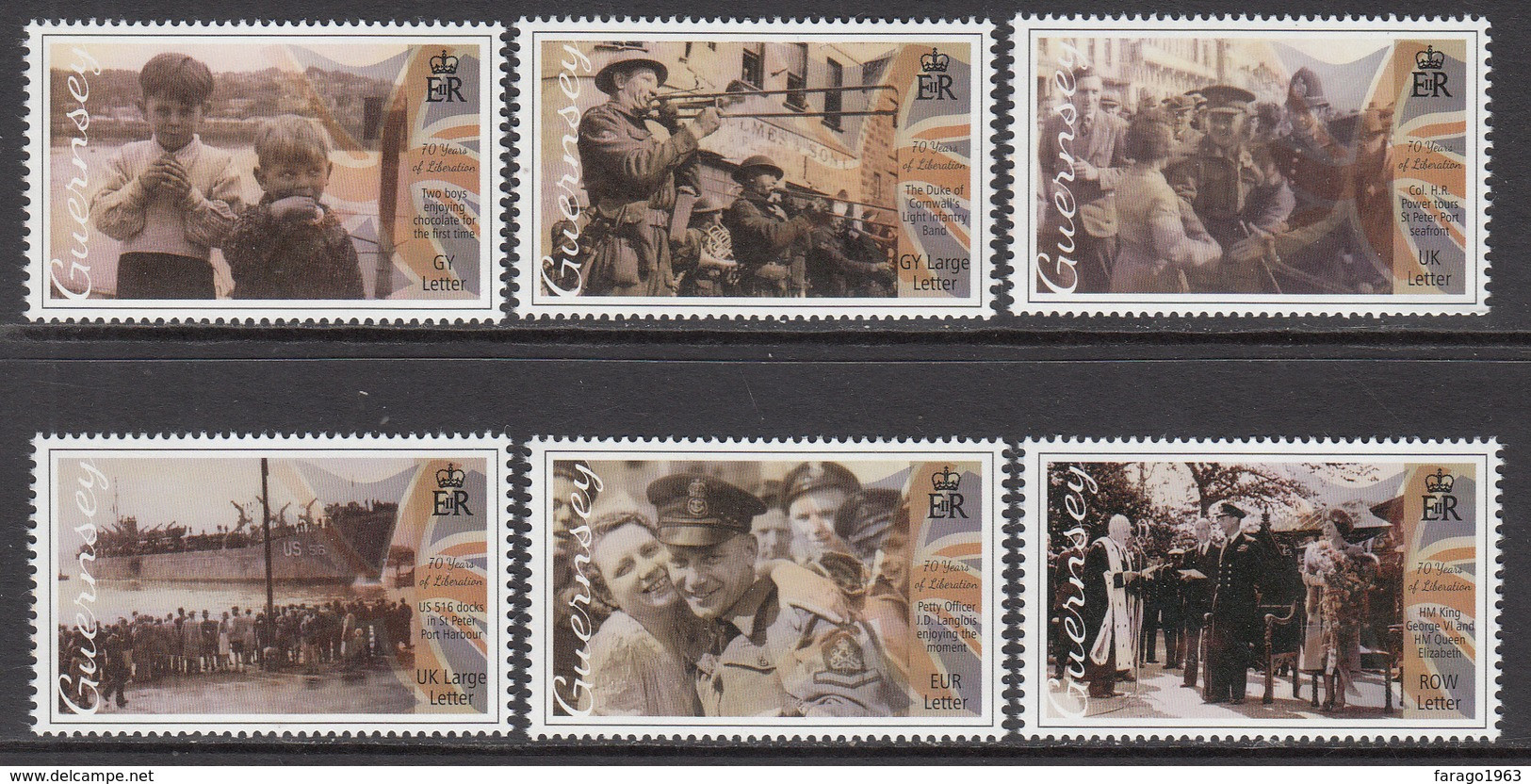 2015 Guernsey World War II WWII Liberation Military History Complete Set Of 6   MNH @ BELOW FACE VALUE - Guernesey