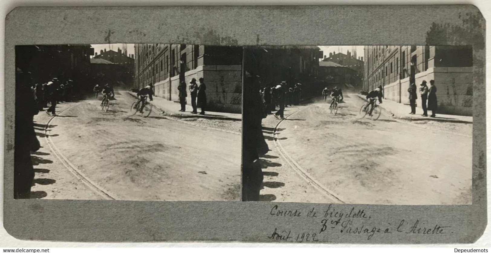 Photo Ancienne - Vue Stéréoscopique - Stéréo - Course De Bicyclettes -  L'Airette AUBENAS - Ardèche - Vélo - Sport -1922 - Cyclisme