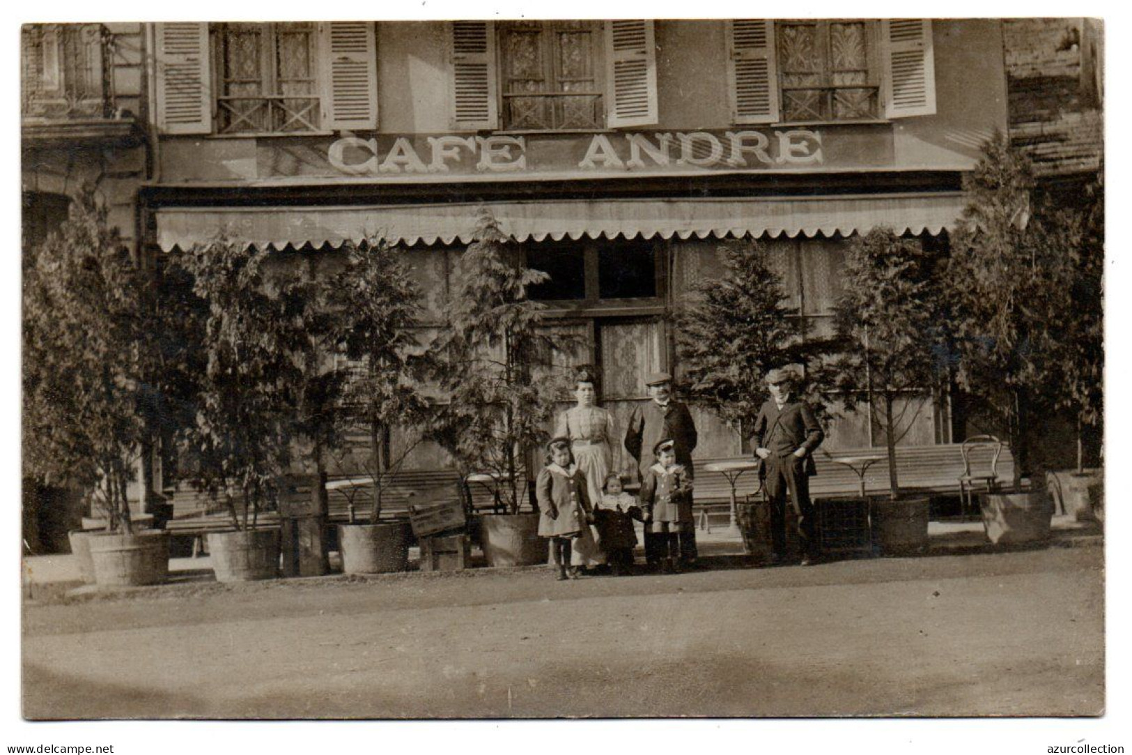 Devanture Du Café André. Carte Photo Animée Non Située - Caffé