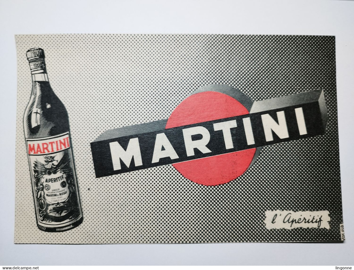 Cartonnage Publicitaire MARTINI Apéritif 15 X 23 Cm Env - Werbung