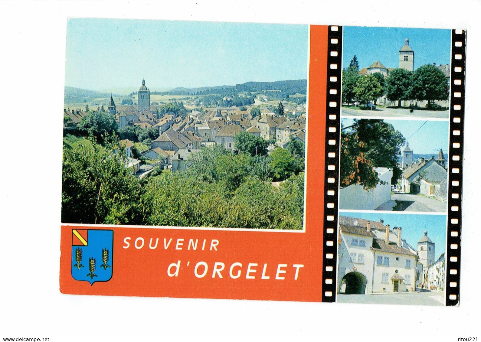 Cpm - 39 - Orgelet - Jura - église - Souvenir - Blason - Pellicule Photo Film - - Orgelet