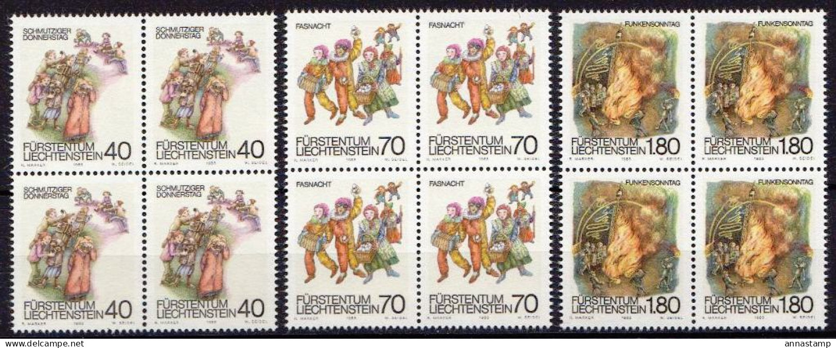 Liechtenstein MNH Set In Blocks Of 4 Stamps - Otros & Sin Clasificación