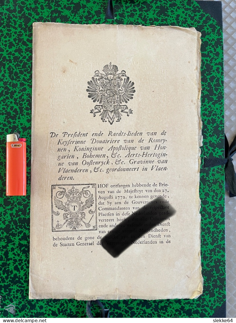 1772: Decreet Keizerin Maria-Theresia - Historical Documents