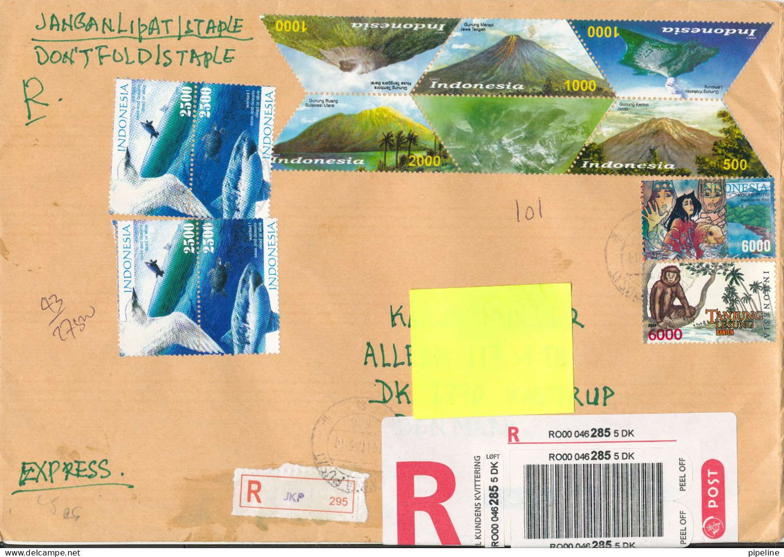 Indonesia Registered Cover Sent To Denmark 14-11-2005 With A Lot Of Topic Stamps - Indonesië
