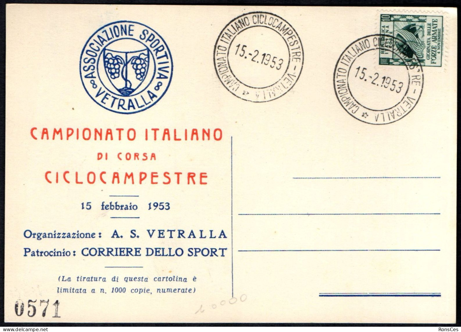 CYCLING - ITALIA VETRALLA 1953 - CAMPIONATO ITALIANO DI CORSA CICLOCAMPESTRE - A - Cycling