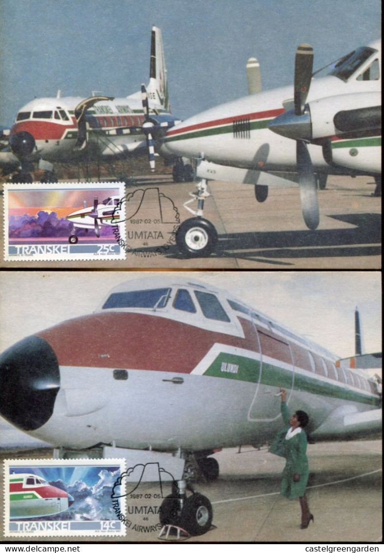 X0198 Transkei , 2 Maximum 1987 Airplane, Avions Aircraft - Aviones