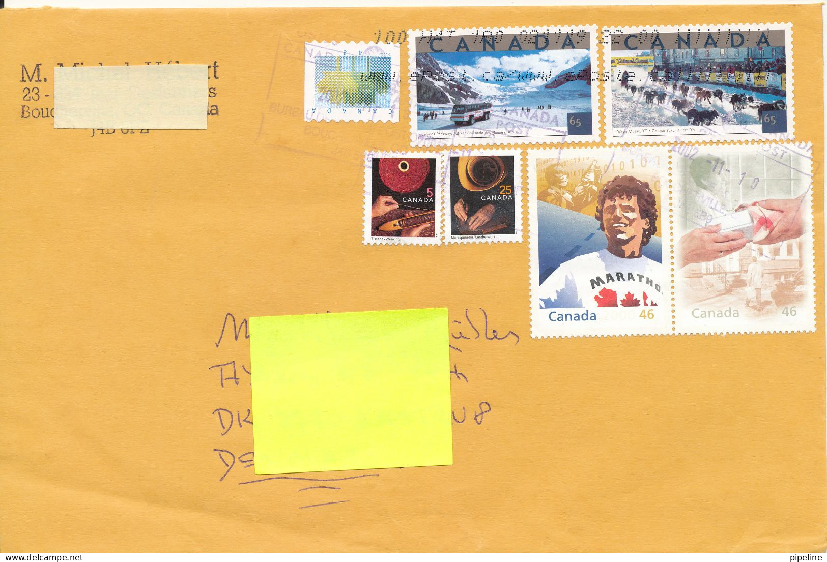 Canada Cover Sent Air Mail To Denmark 19-11-2002 Topic Stamps - Cartas & Documentos