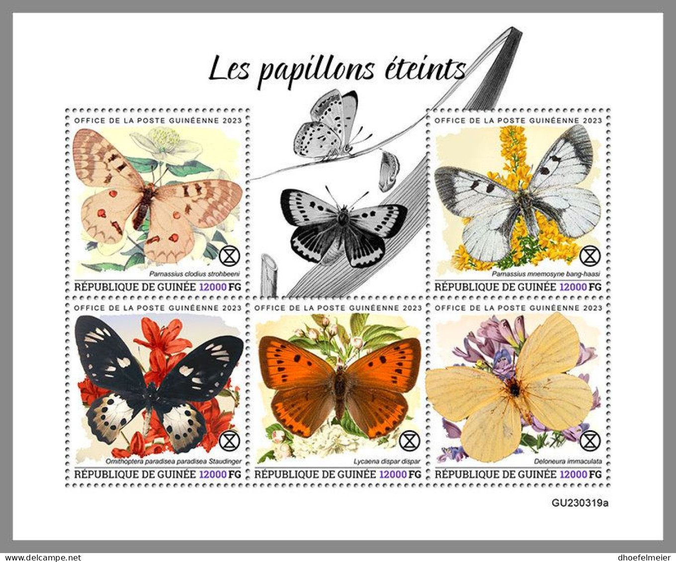 GUINEA REP. 2023 MNH Extinct Butterflies Ausgestorbene Schmetterlinge M/S – OFFICIAL ISSUE – DHQ2417 - Prehistorics