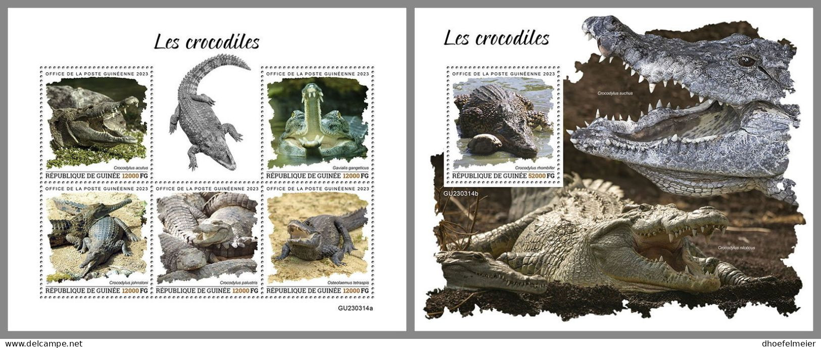 GUINEA REP. 2023 MNH Crocodiles Krokodile M/S+S/S – OFFICIAL ISSUE – DHQ2417 - Autres & Non Classés