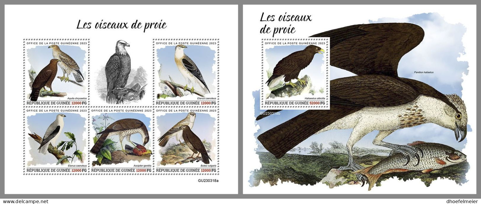 GUINEA REP. 2023 MNH Birds Of Prey Greifvögel Raubvögel M/S+S/S – OFFICIAL ISSUE – DHQ2417 - Adler & Greifvögel